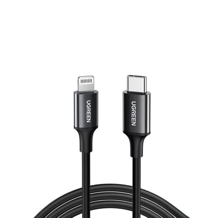 يوجرين - كيبل USB-C to lightning بطول 1m - اسود