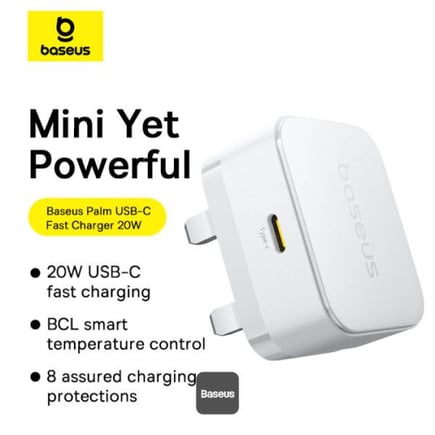 بيسوس - شاحن جداري Palm 1C USB-C بقوة 20W PD - ابيض