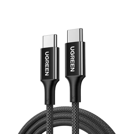 يوجرين - كيبل USB-C to USB-C يدعم حتى 100W بطول 1m - اسود