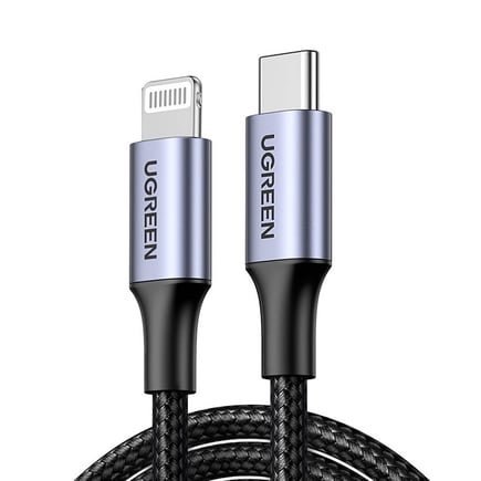 يوجرين - كيبل UGREEN USB-C to lightning PD بطول 1م - اسود