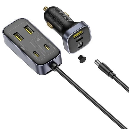 بيسوس - شاحن سيارة BackseatPal ب3 منافذ USB-A و 3 منافذ USB-C - اسود