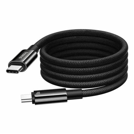 بيسوس - كيبل Tungsten Gold USB-C to C المغناطيسي يدعم حتى 100W بطول 1m - اسود
