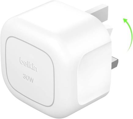 بيلكن - شاحن جداري بمنفذ USB-C بقوة 30W - ابيض 