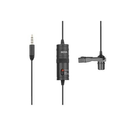 بويا - مايك Boya Lavalier 3.5mm سلكي محيطي 360° بكيبل 6 متر متوافق مع الجوال والكاميرا - اسود