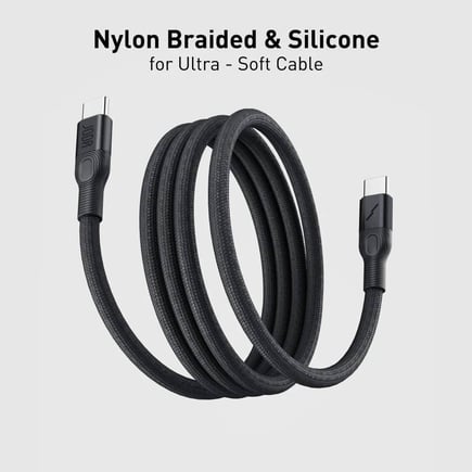 جودا - كيبل Flex USB-C to C Nylon Braided بقوة 60W و طول 1.2m - اسود
