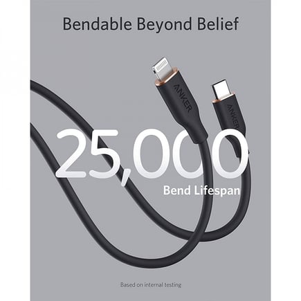 انكر - كيبل PowerLine III Flow USB-C to USB-C 100W 0.9cm - اسود