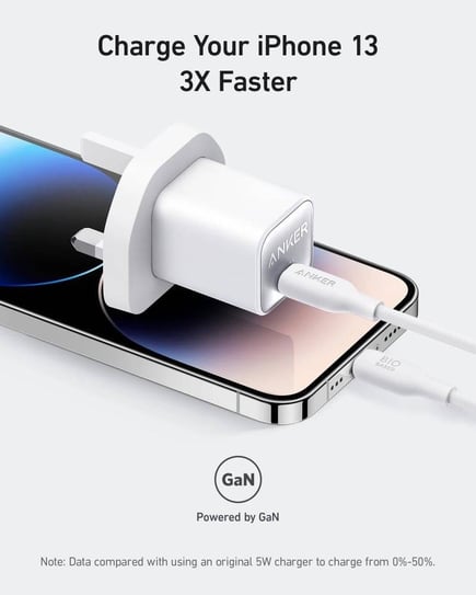 انكر - شاحن جداري Nano 3 بمنفذ USB-C بقوة 30W - ابيض