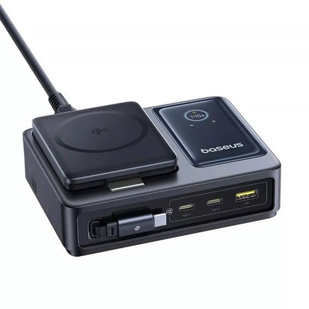 بيسوس - منصة شحن Nomos 5-in-1 المكتبية بقوة 140W - اسود