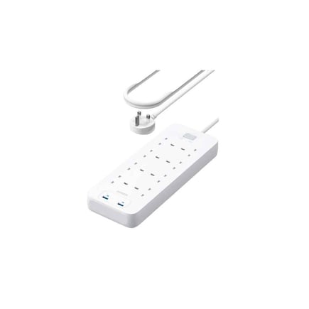 انكر - توصيلة 342 USB Power ب 8 منافذ طاقة  ومنفذين USB-A - ابيض