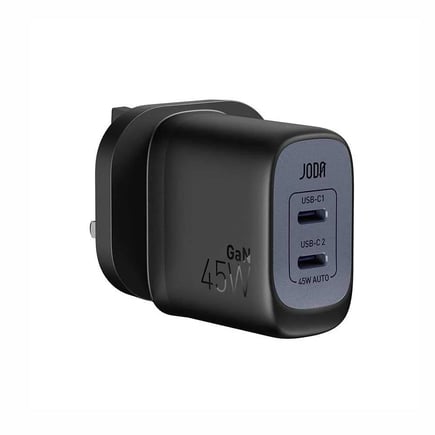 جودا - شاحن جداري Mobi بمنفذين USB-C بقوة 45W - اسود
