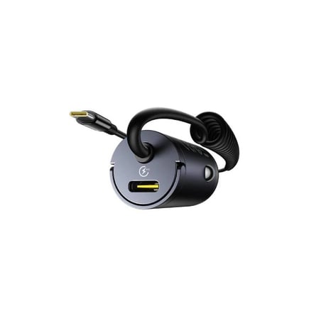 بيسوس - شاحن سيارة Tiny Star Mini بقوة 30W بمنفذ USB-C وكيبل USB-C مدمج - اسود