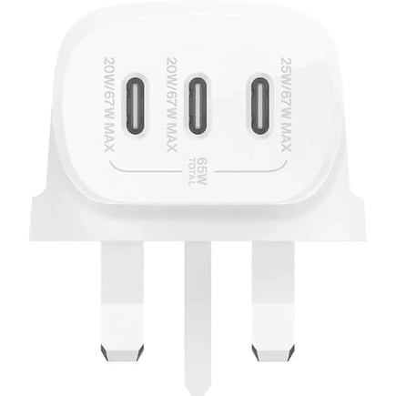 بيلكن - شاحن جداري ب3 منافذ USB-C وكيبل USB-C to C - ابيض