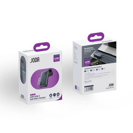 جودا - شاحن جداري VoltPad 65 بتقنية GaN منفذين USB-C بقوة 65W - اسود