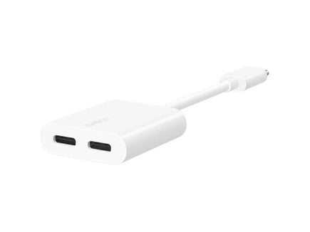 بيلكن - RockStar USB-C Audio+Charge adapter - ابيض