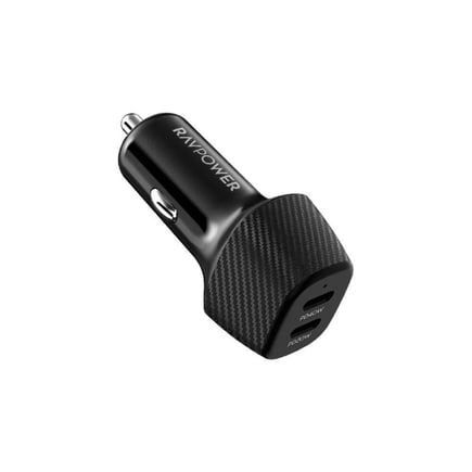 راف باور - شاحن سيارة بقوة 60W بمنفذين USB-C - اسود