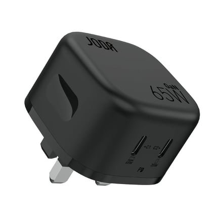 جودا - شاحن جداري VoltPod 65 GaN بمنفذين USB-C بقوة 65W - اسود