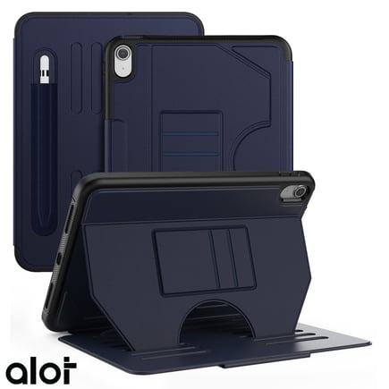 ألوت - غلاف Protective Case مع مكان مخصص للبطاقات وحامل للقلم للايباد الجيل 7/8/9 مقاس 10.2 إنش - ازرق