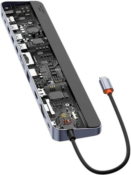 بيسوس - وصلة EliteJoy Gen2 11in1 متعددة المنافذ - رمادي