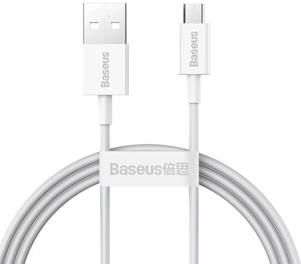 بيسوس - كيبل Superior USB-A to micro بطول 1m - ابيض