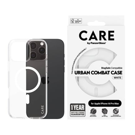 بانزر جلاس Care - غلاف URBAN COMBAT للايفون 16Pro max - شفاف