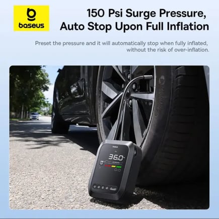 بيسوس - مشغل سيارة Super Energy 4-in-1 بقوة 1200 امبير و بطارية +منفاخ للهواء +مصباح LED - اسود