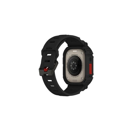 سكن ارما - سوار MECHA مع غلاف لحماية الأطراف لساعة ابل الالترا 49mm - اسود