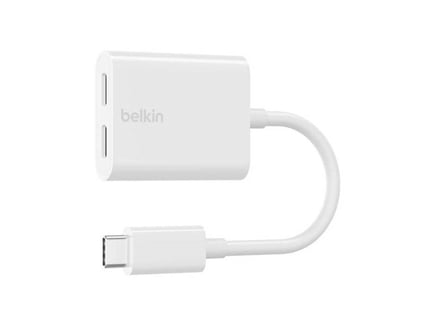 بيلكن - RockStar USB-C Audio+Charge adapter - ابيض