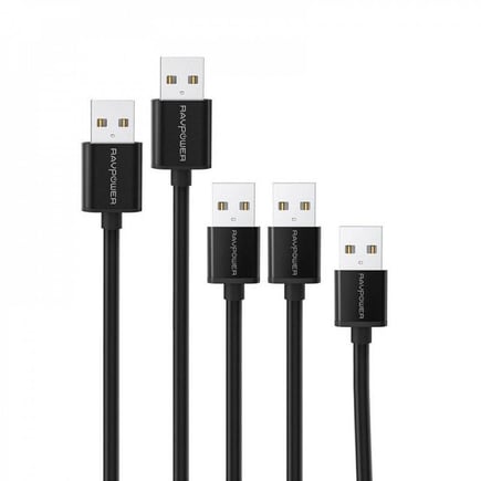 راف باور - بكج  Micro to USB-A مكون من 5 كيابل ب اطوال مختلفة - اسود