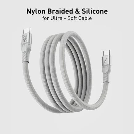 جودا - كيبل Flex USB-C to C Nylon Braided بقوة 60W و طول 1.2m - فضي