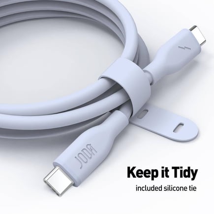 جودا - كيبل SLIP Silicone USB C-C بقوة 60W وطول 1m - ازرق فاتح