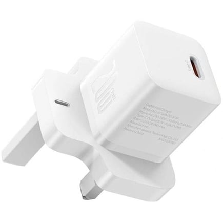 بيسوس - شاحن جداري GaN5 Mini 1C 30W بمنفذ USB-C - ابيض