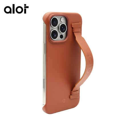 ألوت - غلاف  ALOT Nobel II Frameless مع مسكه يدعم الماق سيف للايفون 16pro - بني