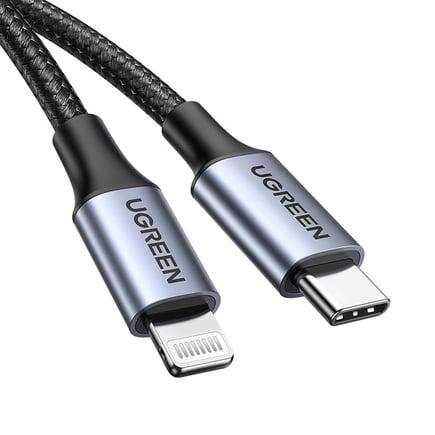 يوجرين - كيبل UGREEN USB-C to lightning PD بطول 1م - اسود