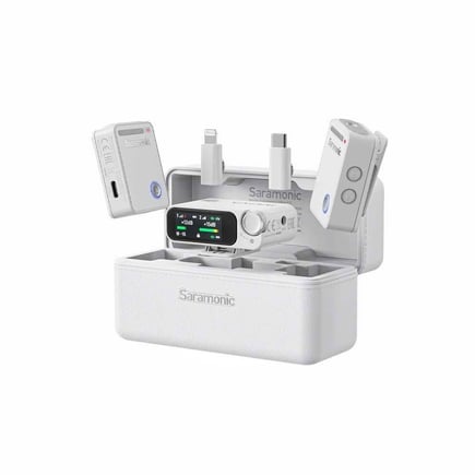 سارامونيك - مايكروفونات Ultra02 | Universal Dual Wireless Mic System مزودجة لاسلكية 32 بايت - ابيض