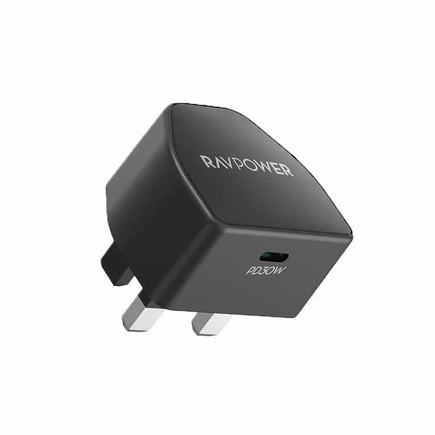 راف باور - شاحن جداري بقوة GaN 30W بمنفذ USB-C - اسود
