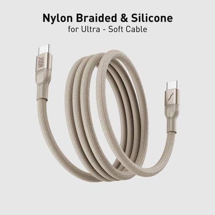 جودا - كيبل Flex USB-C to C Nylon Braided بقوة 60W و طول 1.2m - ذهبي