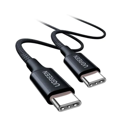يوجرين - كيبل USB-C to USB-C يدعم حتى 100W بطول 1m - اسود