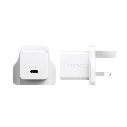 إمباور - شاحن جداري TURBO USB-C بقوة 30W - ابيض