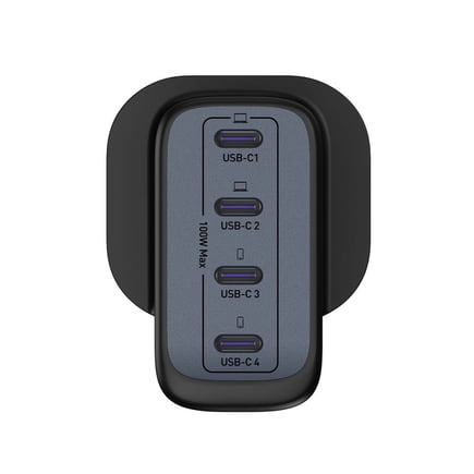 جودا - شاحن جداري Mobi ب4 منافذ USB-C بقوة 100W - اسود