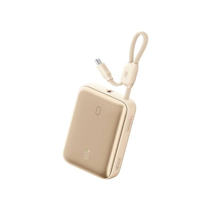 جودا - بطارية HALO بسعة 10,000mAh بمنفذ USB-C ومنفذ USB-A مع كيبل USB-C مدمج - ذهبي