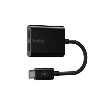 بيلكن - RockStar USB-C Audio+Charge adapter - اسود