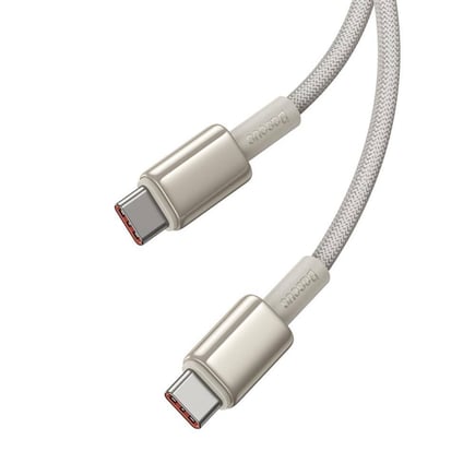 بيسوس - كيبل Tungsten Gold USB-C to C بقوة 100W بطول 1m - تيتانيوم ذهبي