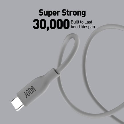 جودا - كيبل SLIP Silicone USB C-C بقوة 60W وطول 1m - رمادي