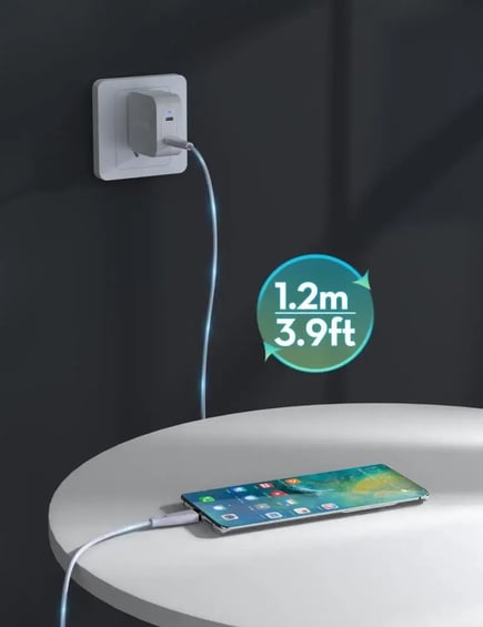 راف باور - كيبل USB-C to USB-C 1.2m 60w - بنفسجي