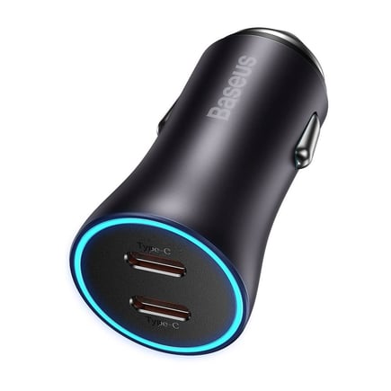 بيسوس - شاحن سيارة Golden Contactor Pro بمنفذين USB-C بقوة 40W - رمادي
