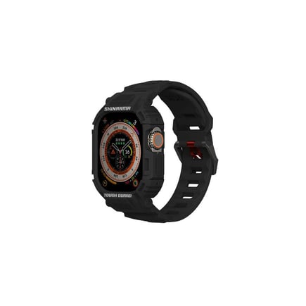 سكن ارما - سوار MECHA مع غلاف لحماية الأطراف لساعة ابل الالترا 49mm - اسود