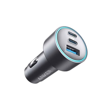 انكر - شاحن سيارة Anker 336 بقوة 67W ومنفذين USB-C ومنفذ USB-A - رمادي