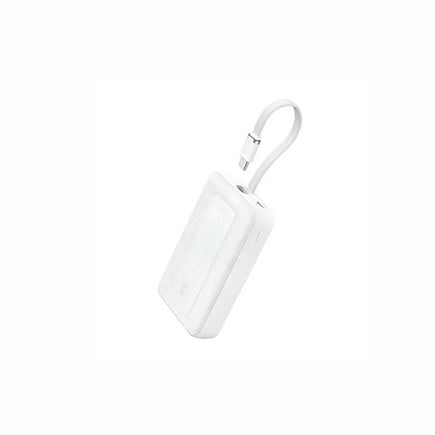 انكر - بطارية Zolo بسعة mAh10,000 بقوة 30W ومنفذين USB-A و USB-C مع كيبل USB-C مدمج - ابيض
