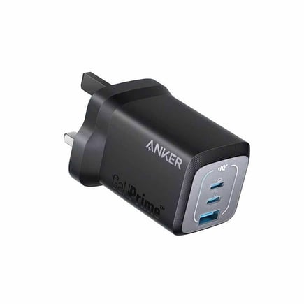 انكر - شاحن جداري Anker 735 GaNPrime بقوة 67W بمنفذين USB-C ومنفذ USB-A - اسود