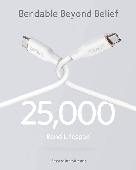 انكر - كيبل PowerLine III Flow USB-C to USB-C بطول 0.9cm - ابيض